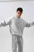Men's loose polar fleece sports suit set with jacket and trousers in winter colours