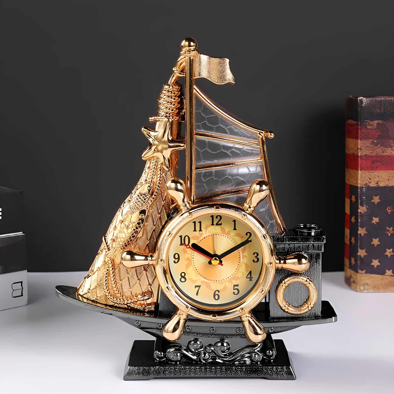Creative bedroom alarm clock in gold or silver finish with plastic construction