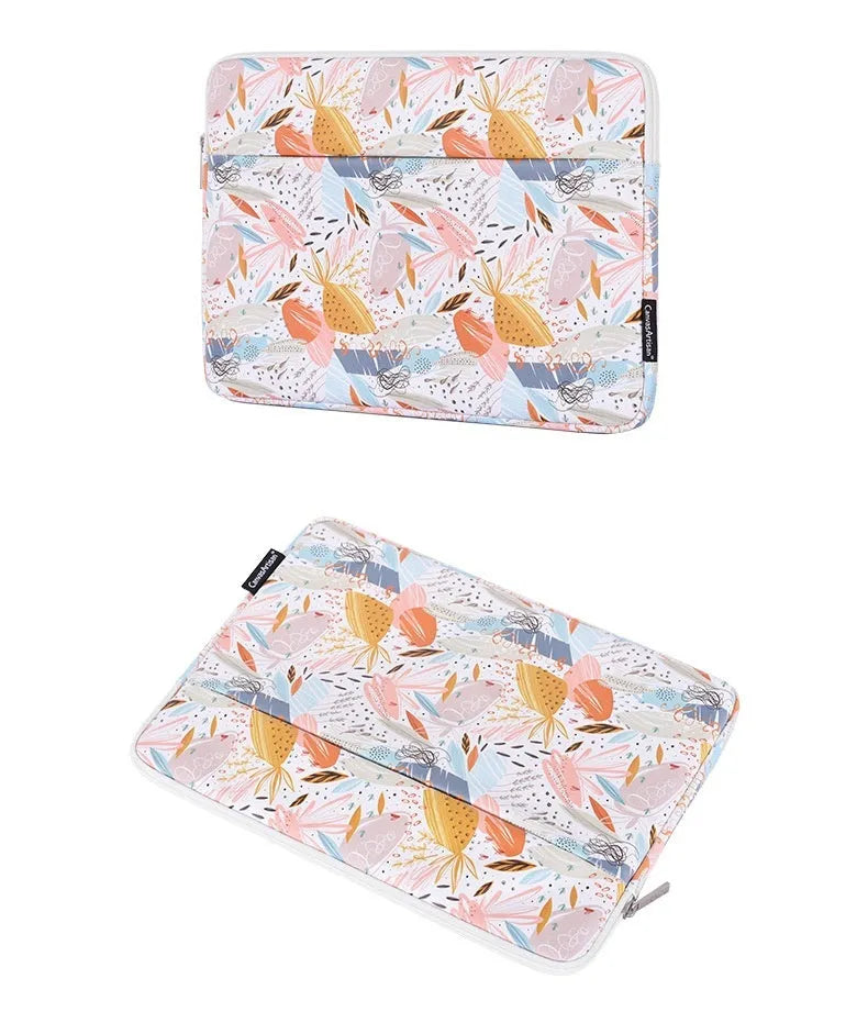 White waterproof laptop inner bag sleeve for 14-inch computers made from PU leather.