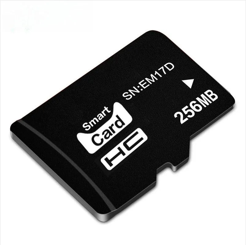 A 256MB TF series memory card with dimensions 11mm by 15mm.