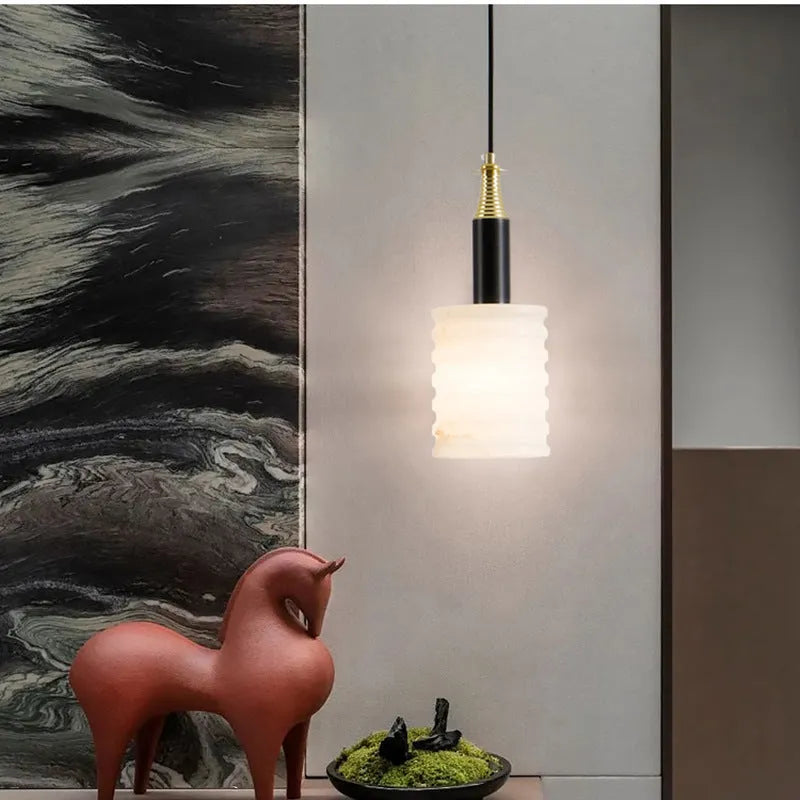 Nordic New Chinese Style Marble Small Droplight Pendant Lamp 220V for Living Room Bedroom Home Decor Available in Small 12cm or Large 15cm Size