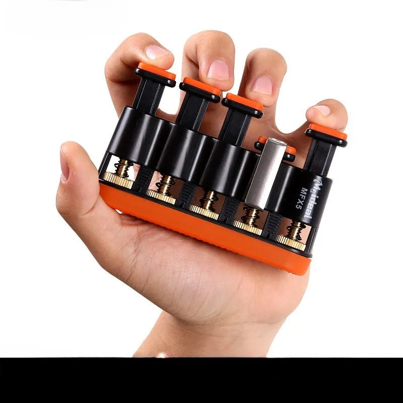 Grey and orange silicone climbing fingerboard trainer for hand strength development