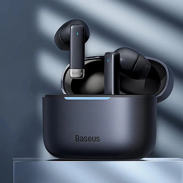 Pearl White and Obsidian Black true wireless earbuds with active noise cancellation and a matching charging case.