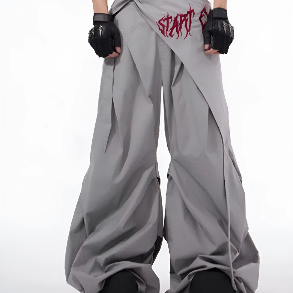 Boys' wide-leg pants in solid black or grey with refined Korean style design