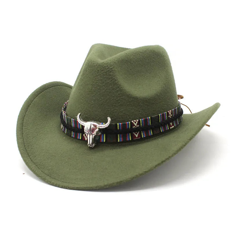 Wool blend Western cowboy hat with wide brim and bell crown in multiple colour options.