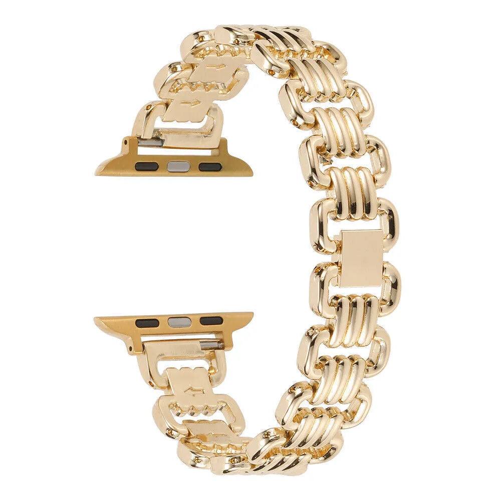 Alloy metal ladies watch bracelet for Apple Watch in silver, black, gold, rose gold, starlight colours.