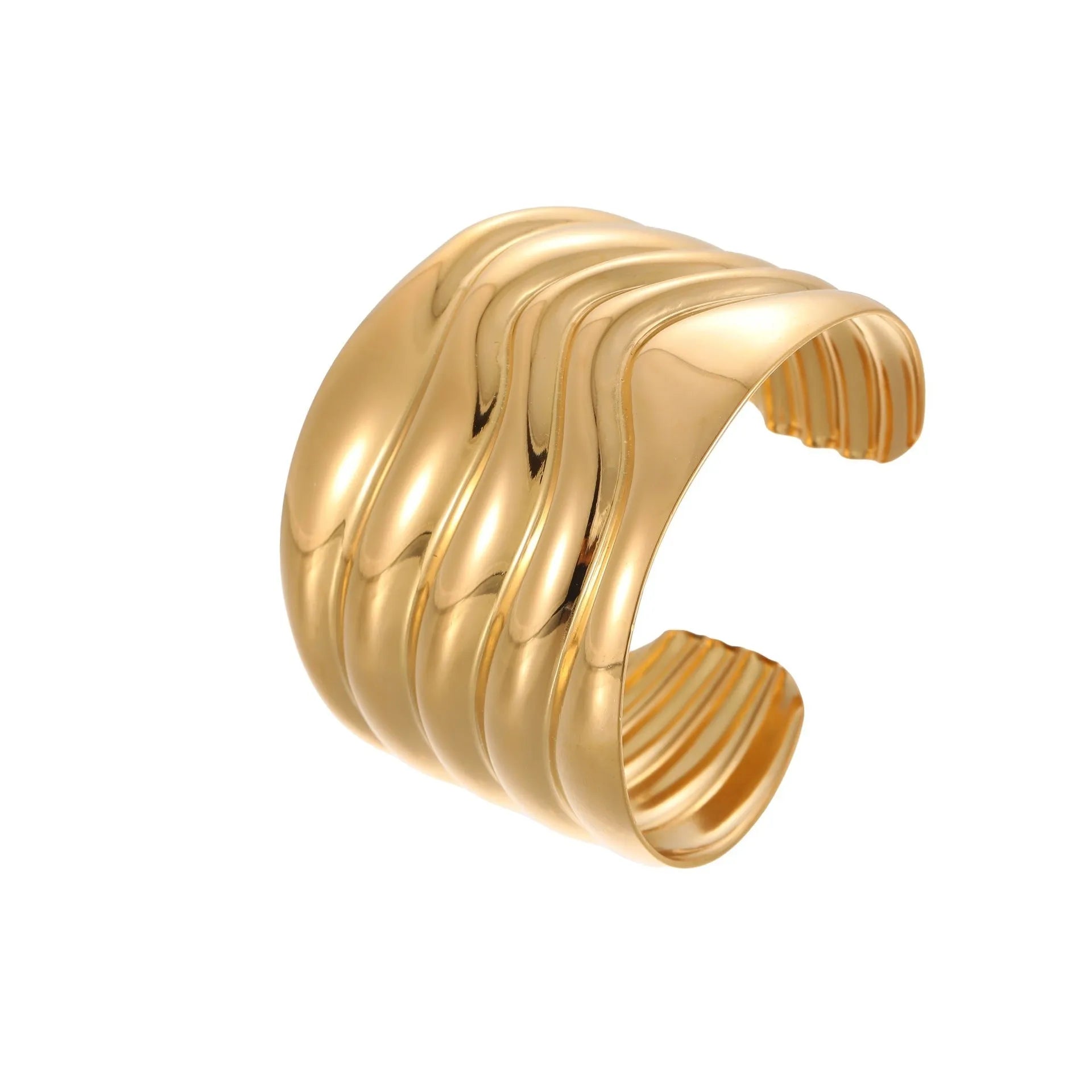 Women's fashion bracelet with gold-plated wave design and geometric elements