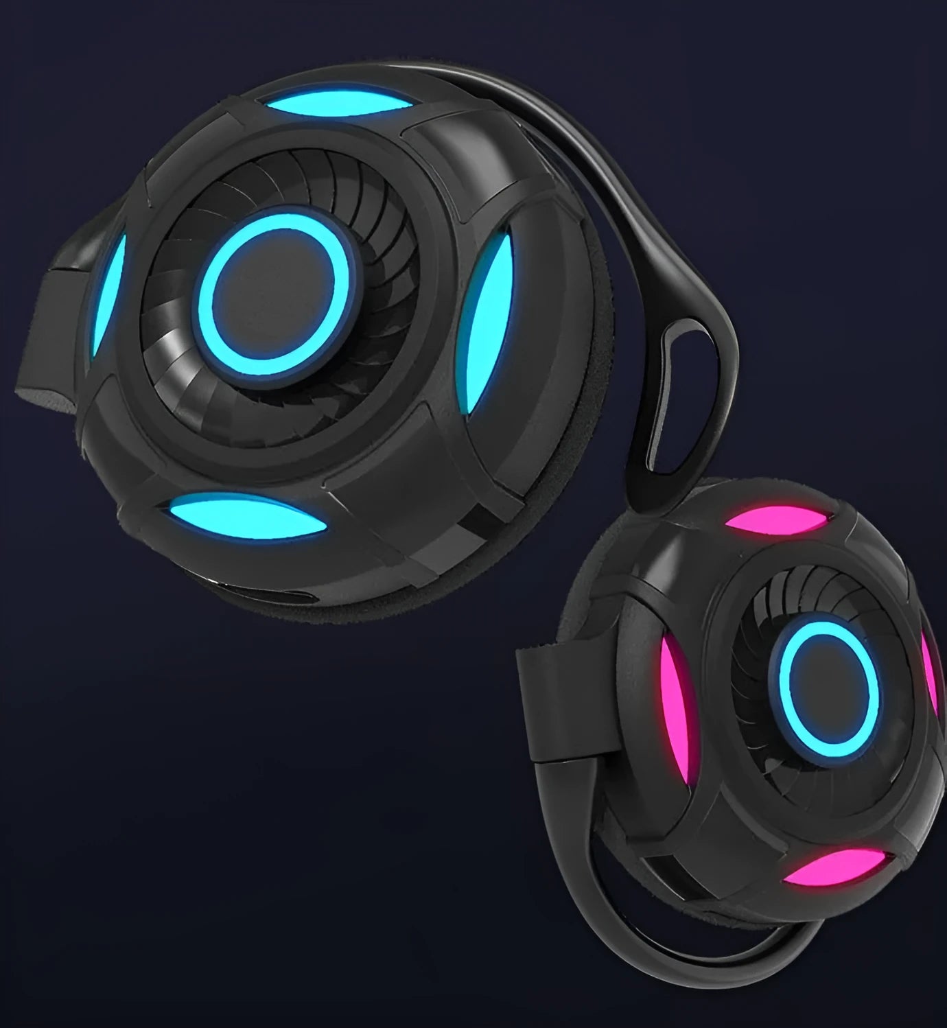 Black and white wireless Bluetooth earphones with hanging ear design and USB connectivity