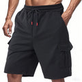 Sports cargo shorts in light grey with multiple pockets and loose fit design