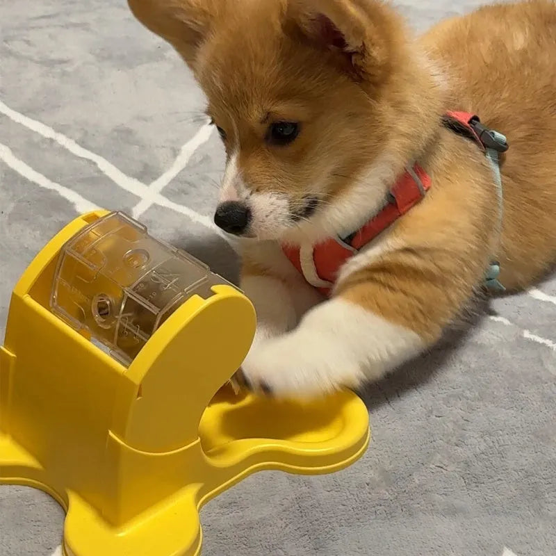Yellow slow food trainer for dogs and cats made from PP plastic