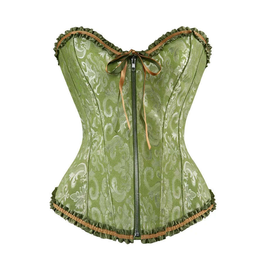 Women's jacquard spandex corset waistband with front zipper closure in multiple colour options