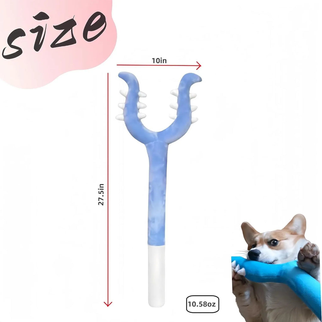 Blue and pink plush cat wand toy with foam head, 70 cm long for interactive play