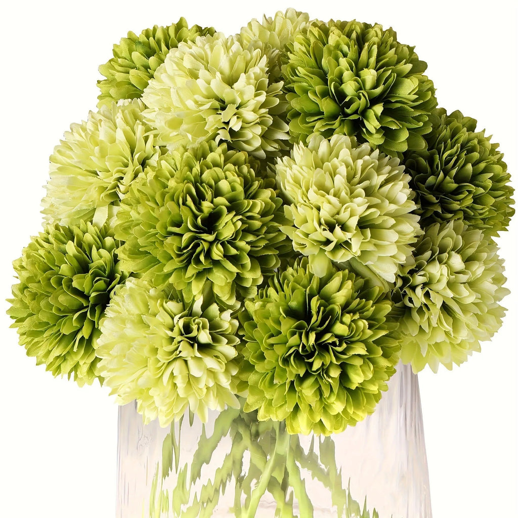 Silk artificial flower in dark green, 20cm tall desktop decoration
