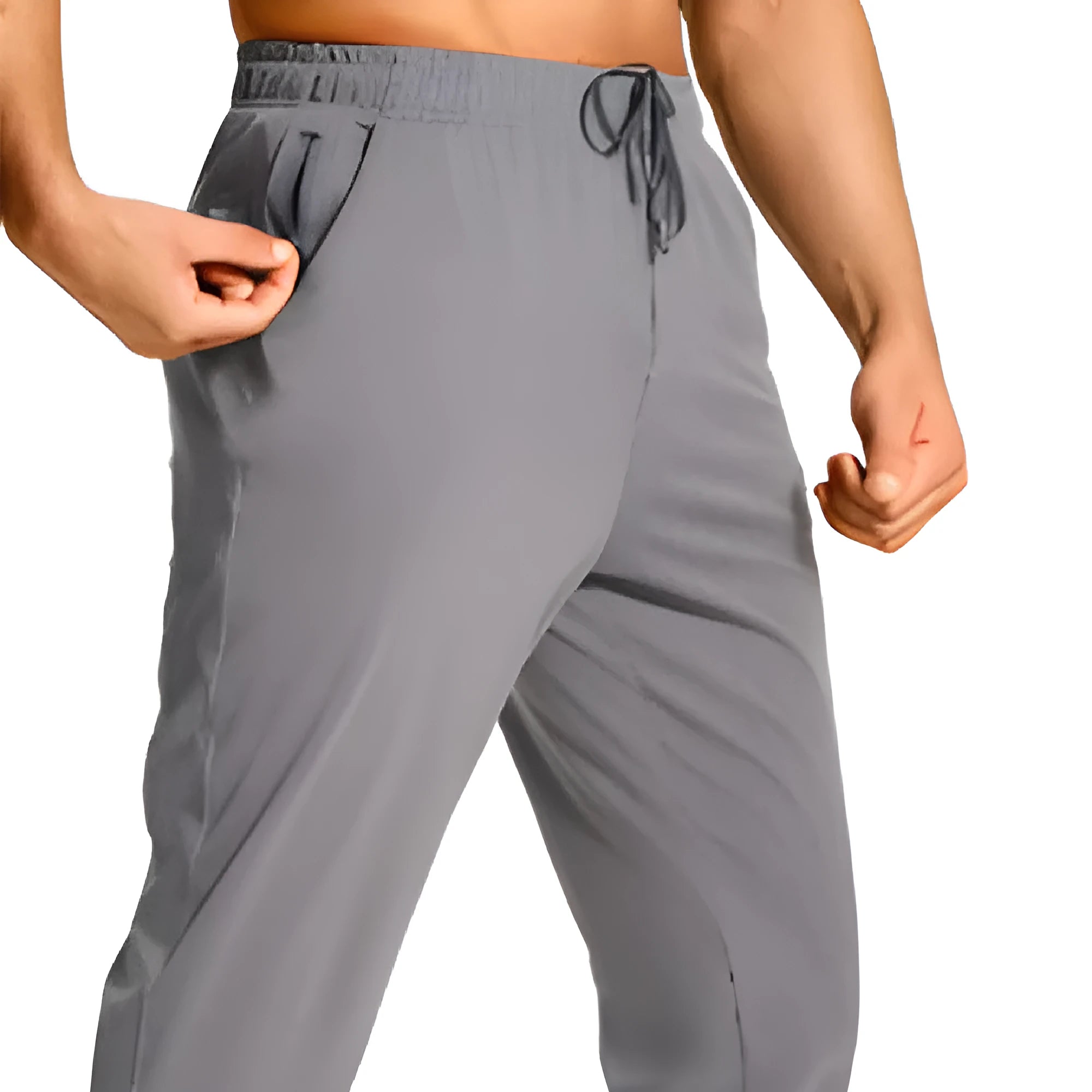 Men's loose fit casual trousers in solid colours with polyester fabric construction