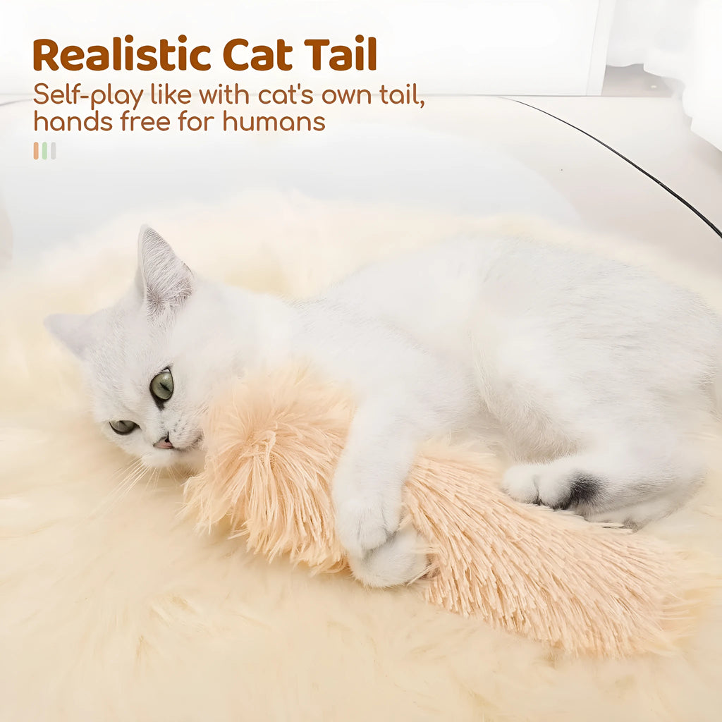 Colourful cat plush toy pillow in blue, green, pink, or white, showing soft texture and 27cm length.