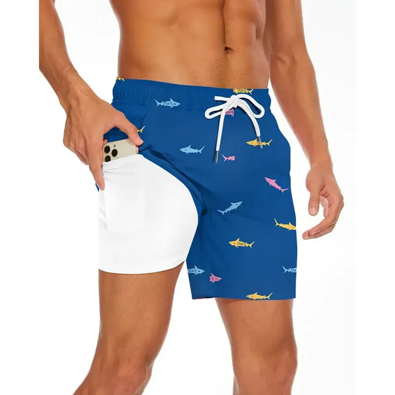 Men's loose fit summer beach pants in polyester fabric with elastic waistband available in multiple colours