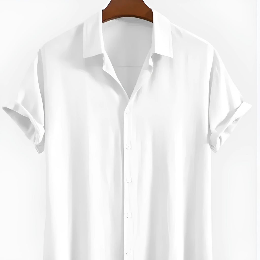 Men's loose casual cardigan in black, green or white with short sleeves for summer wear
