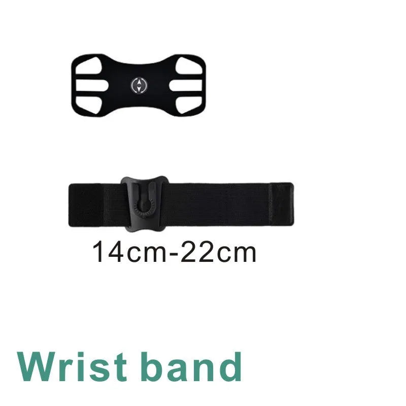 Black 2-in-1 sports phone case with detachable nylon armband and wrist strap on a surface