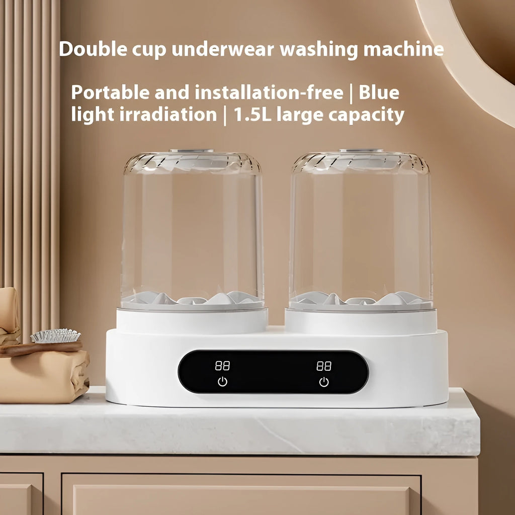 White double bucket USB powered mini washing machine for portable laundry