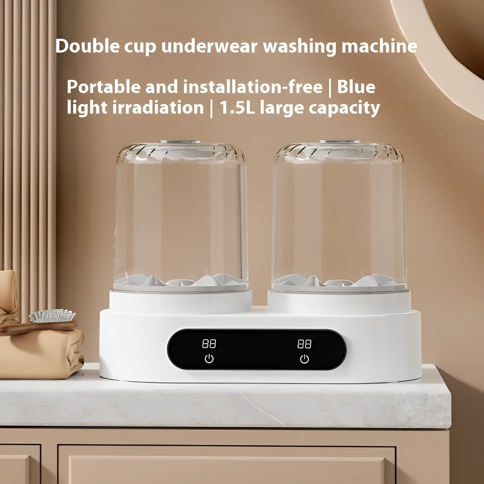 White double bucket USB powered mini washing machine for portable laundry