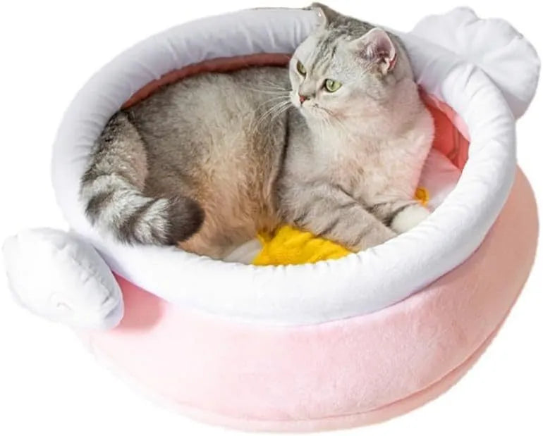 Honey pot shaped cat sofa bed with removable pad in soft fabric for small pets