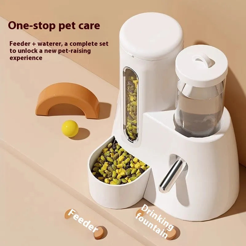Hamster automatic drinking water feeder with food bowl in blue colour