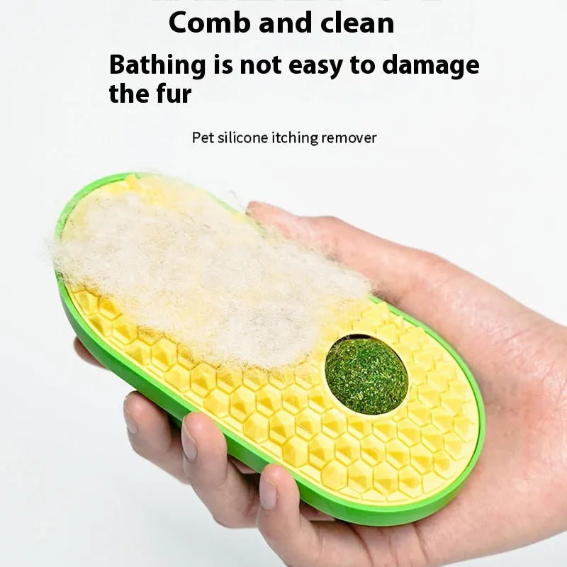 Cat self-service scratching toy 14x6.5cm made from ABS and TPE in yellow