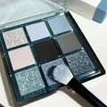 MUGELEEN nine-colour eye shadow palette 08 showing matte and shimmer blue smoked shades