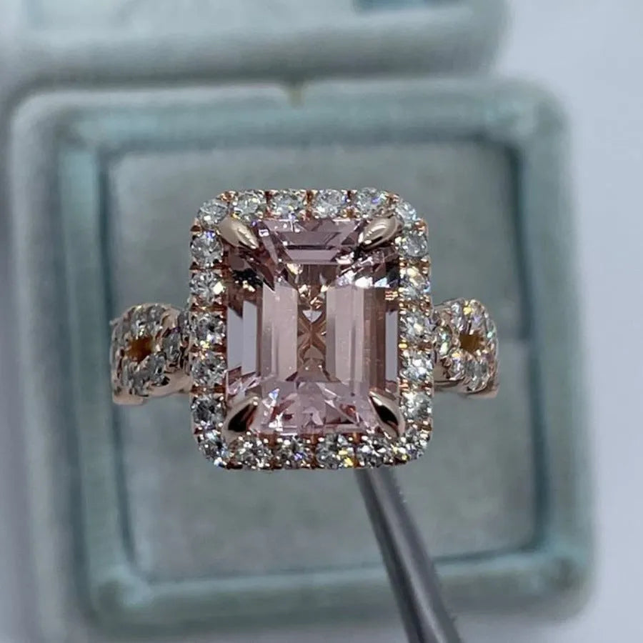 Rose gold geometric alloy women's fashion ring showing electroplated finish