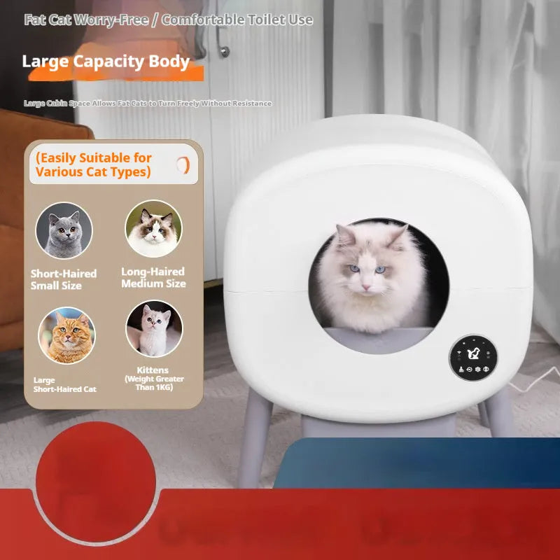 Intelligent automatic cat litter box with smart sensor cleaning technology