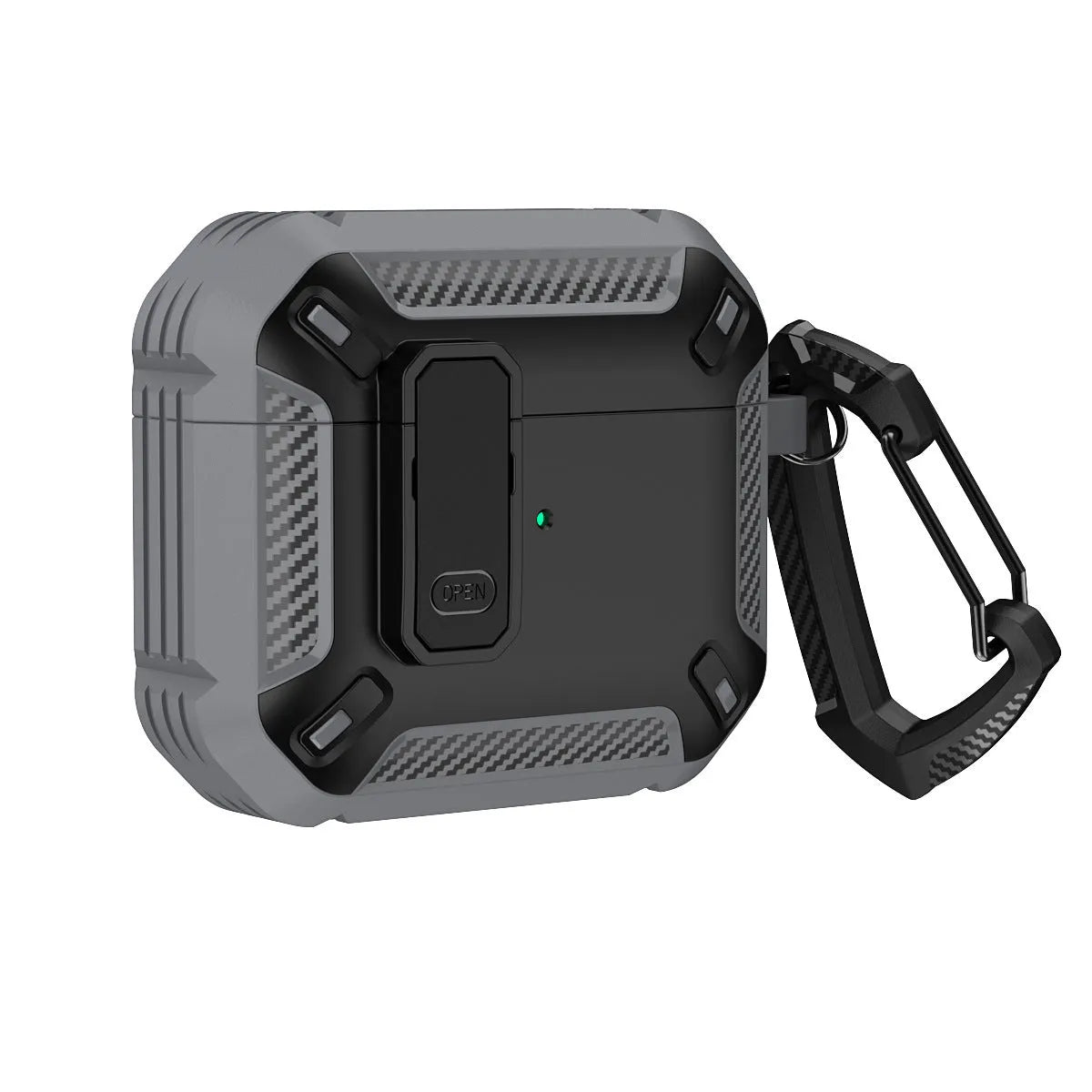 Two-tone plastic protective case with hook for Apple AirPods charging case