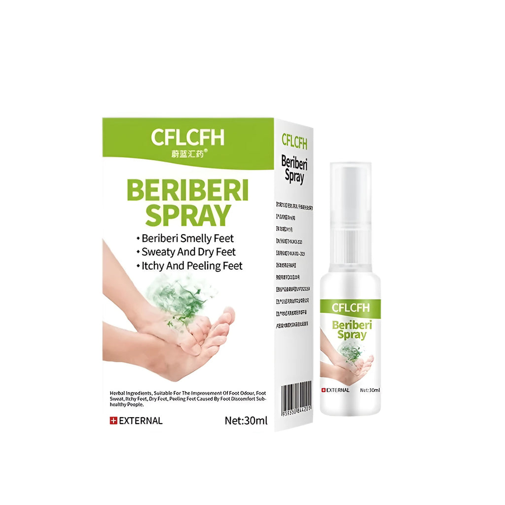 30ml English foot odour spray bottle with natural plant extracts for foot treatment