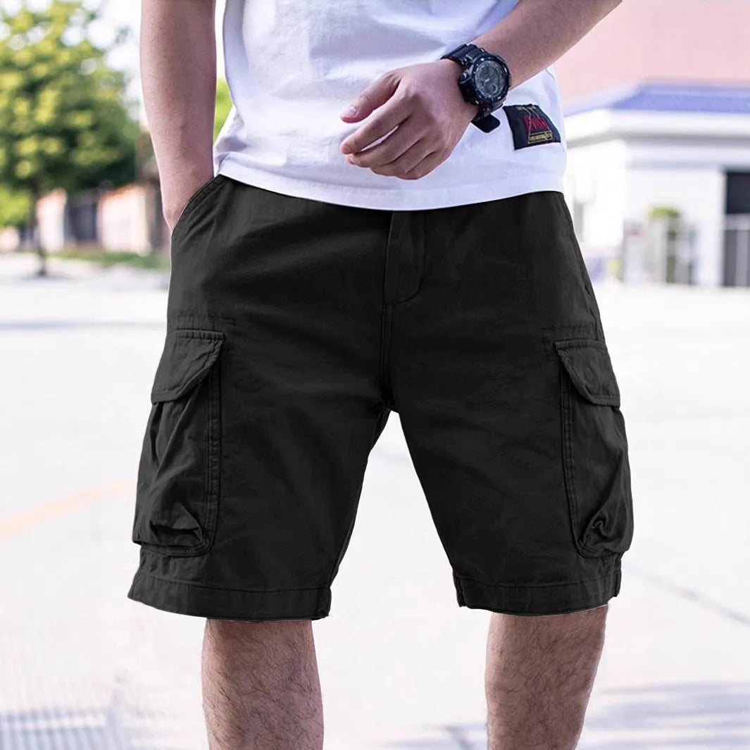 Men's cotton blend workwear shorts in retro style with loose fit and multiple colour options