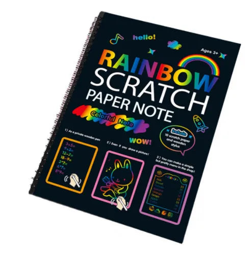 Large format children's scratch art paper with colourful patterns for DIY scraping painting