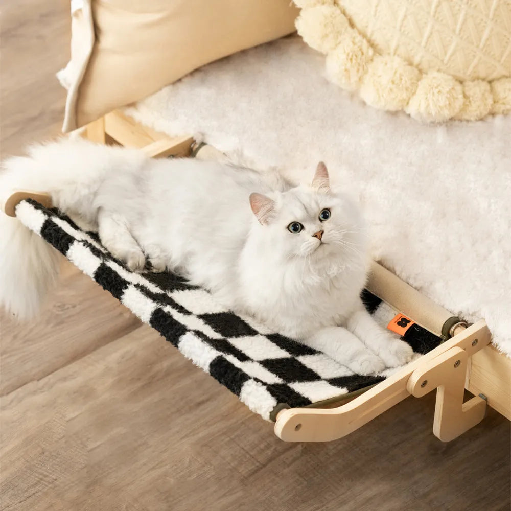Wooden cat hanging bed in black and white colour 60x21.5x39.5cm