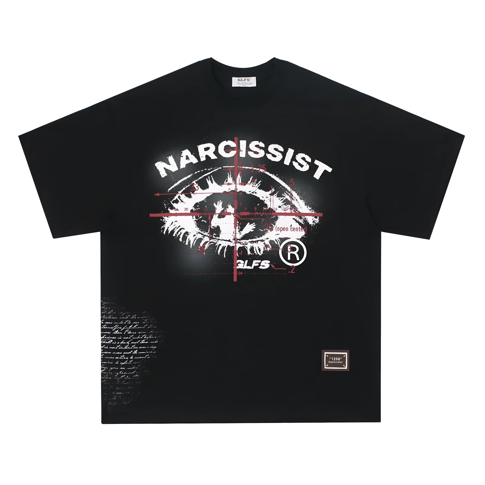 Black and white retro hip hop gothic letter print pure cotton t-shirt for teenagers