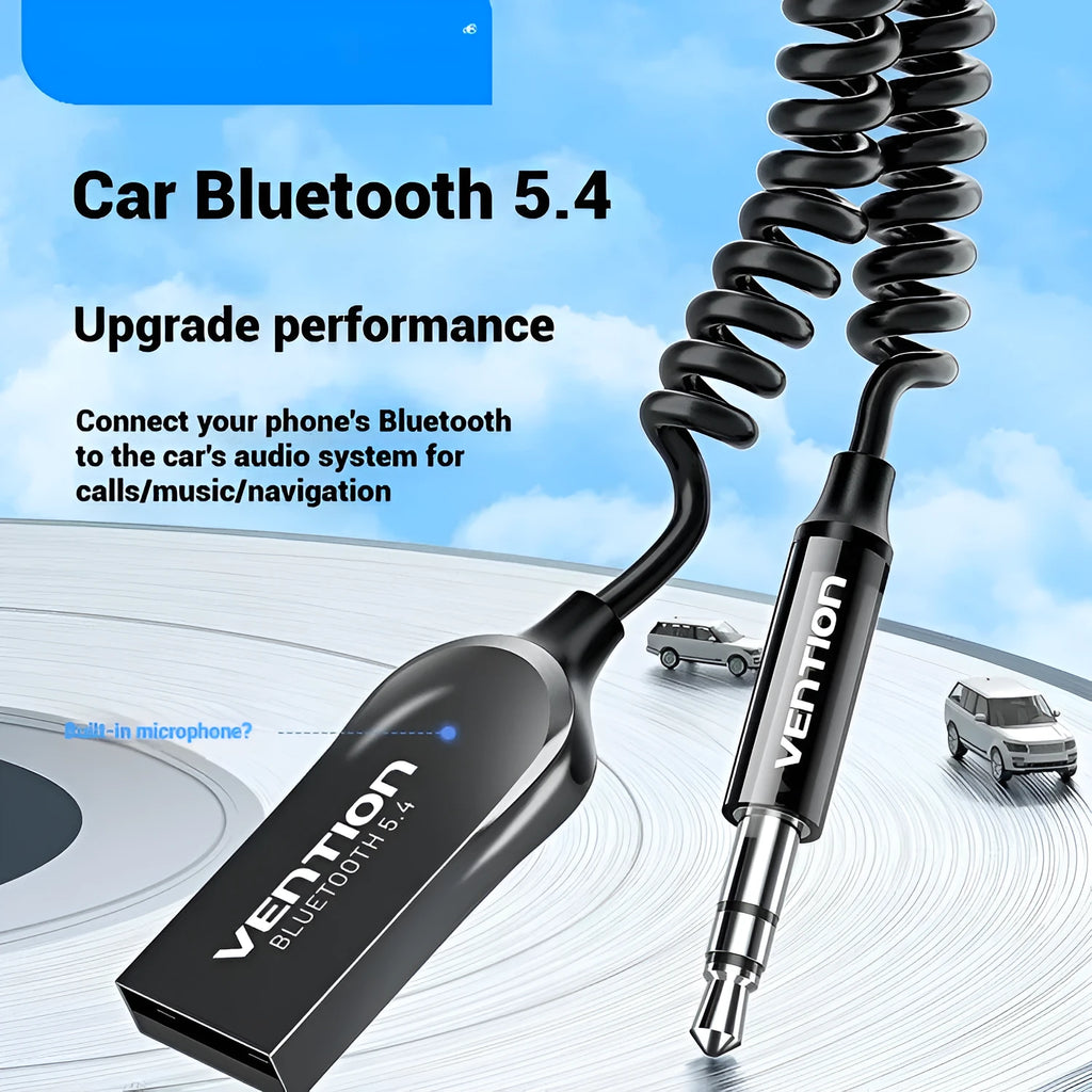 NAI USB car Bluetooth audio receiver with zinc alloy USB connector and copper 3.5mm AUX plug