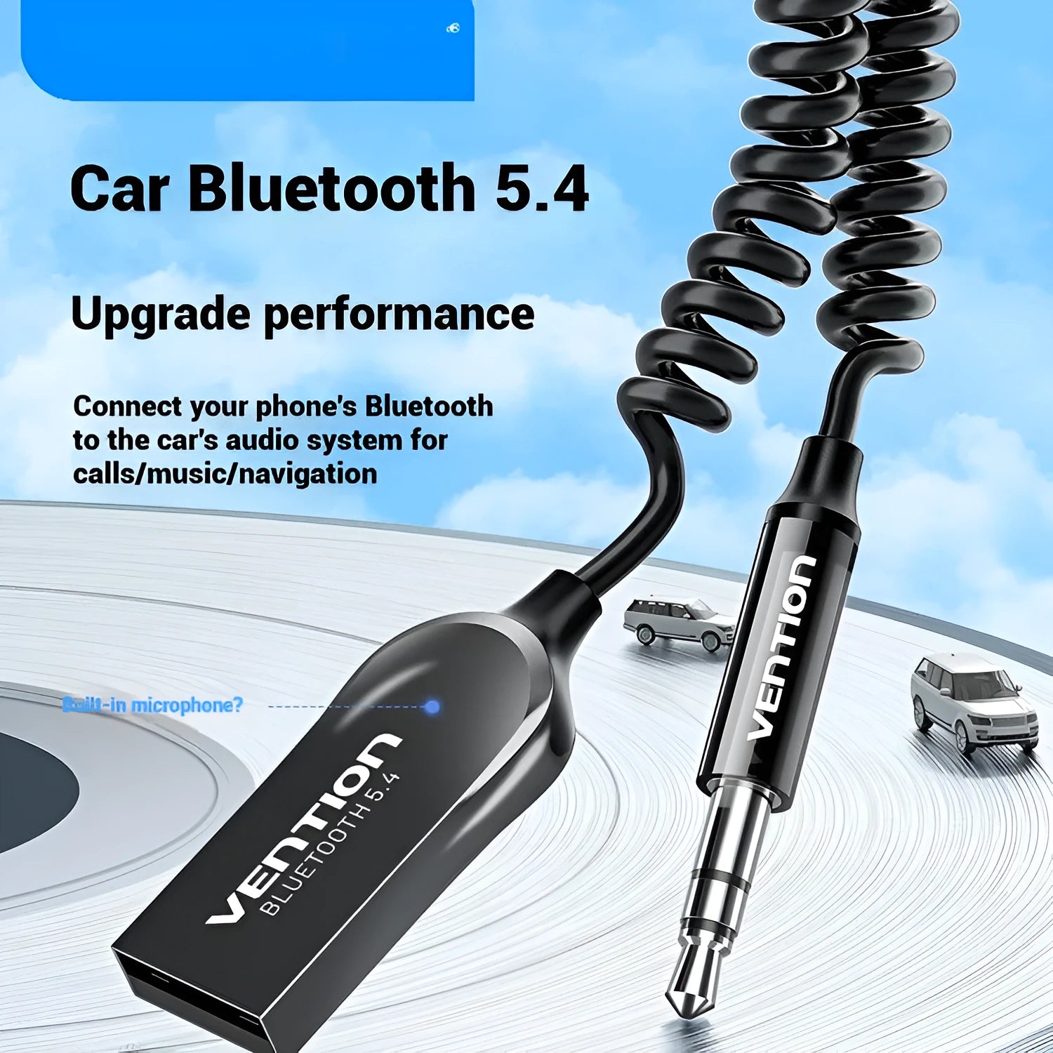 NAI USB car Bluetooth audio receiver with zinc alloy USB connector and copper 3.5mm AUX plug