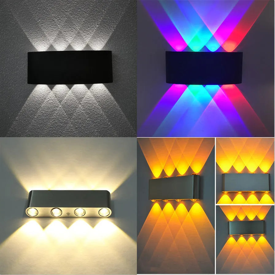 Modern LED corridor wall lamp with aluminium shade in black finish, dimensions 180mm