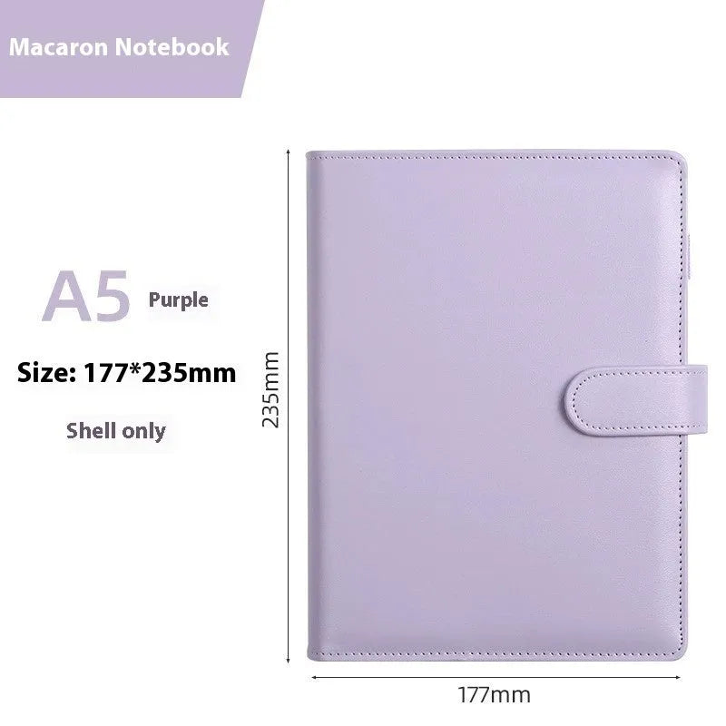 A5 PU leather notebook binder with zipper closure in solid colour options