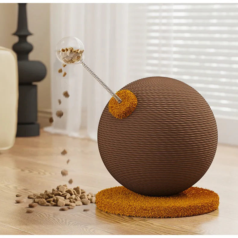 Hemp rope cat scratch board in large and small sizes with tumbler and grasping ball design options