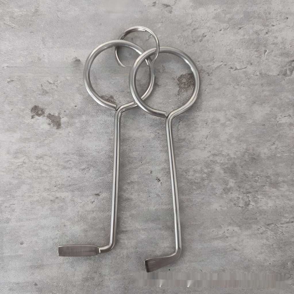Two alloy steel wrench tools from a portable universal tool set for household and mechanical use