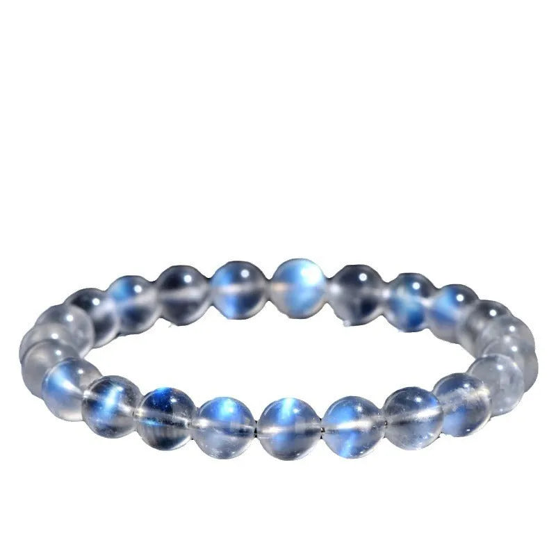 Natural cream body blue moonlight crystal bracelet with multiple stone size options