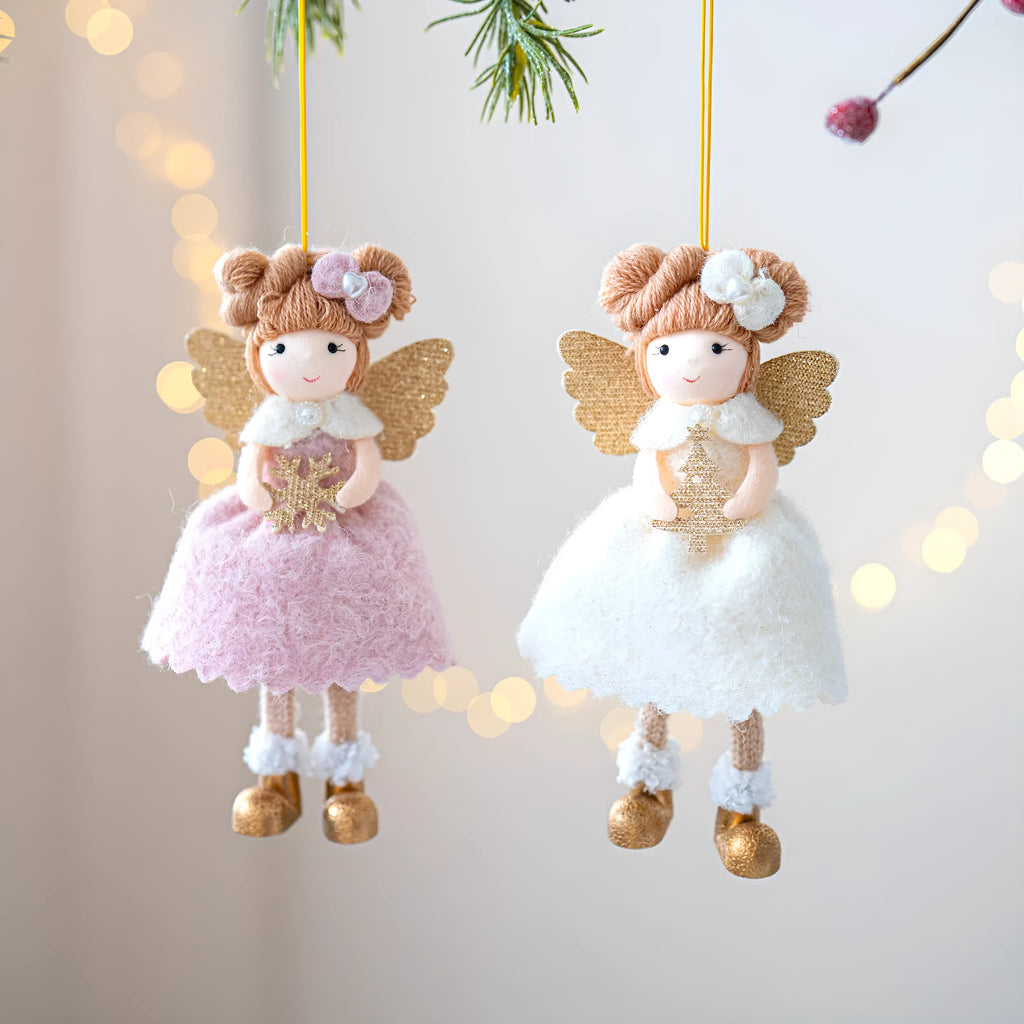 Cloth angel wings plush pendant Christmas decoration in pink or white colour