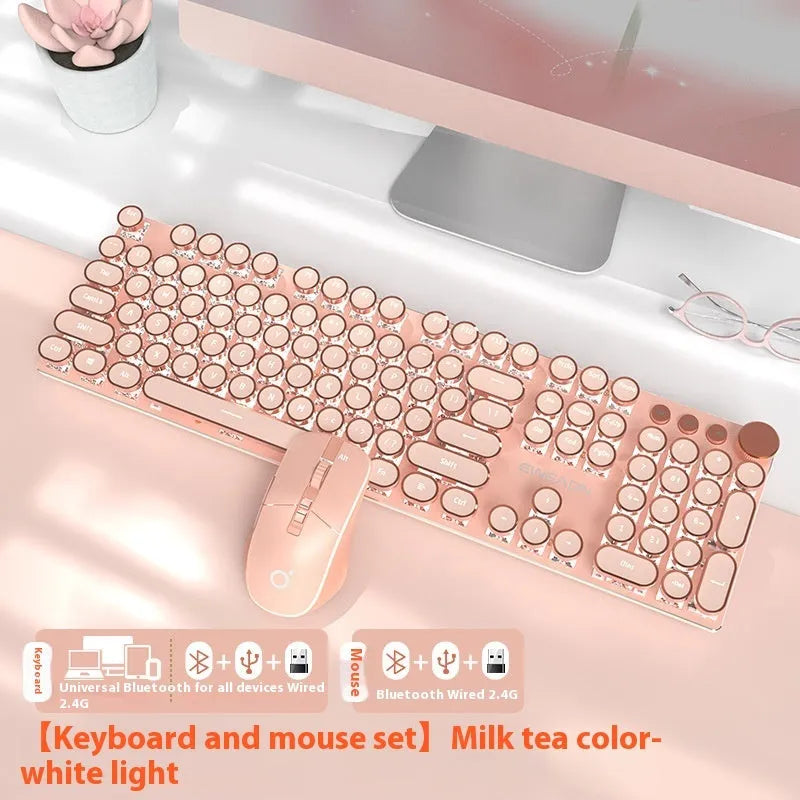 Matcha green mechanical gaming keyboard with white backlighting, aluminium panel, and multifunction knob on desk