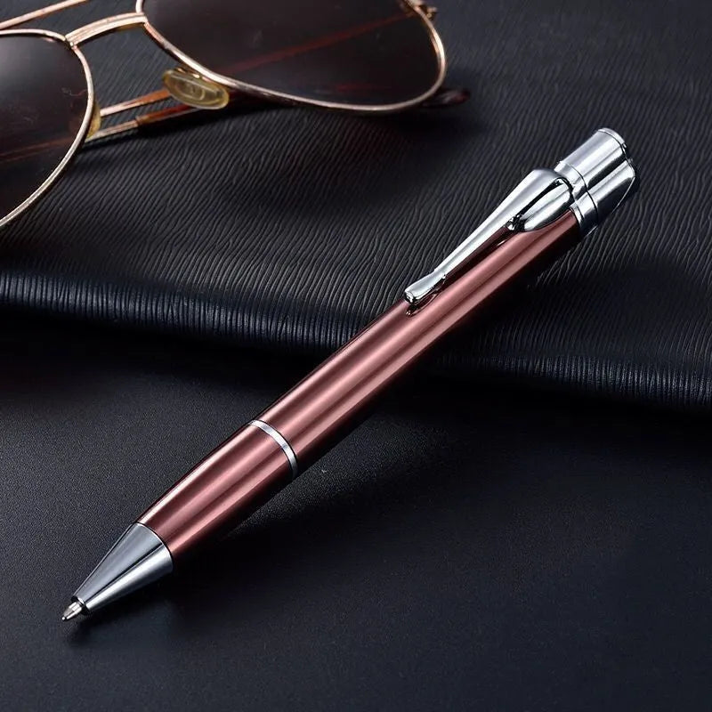 Silver metal windproof jet pen lighter with a blue flame, showing its slim 170mm design.