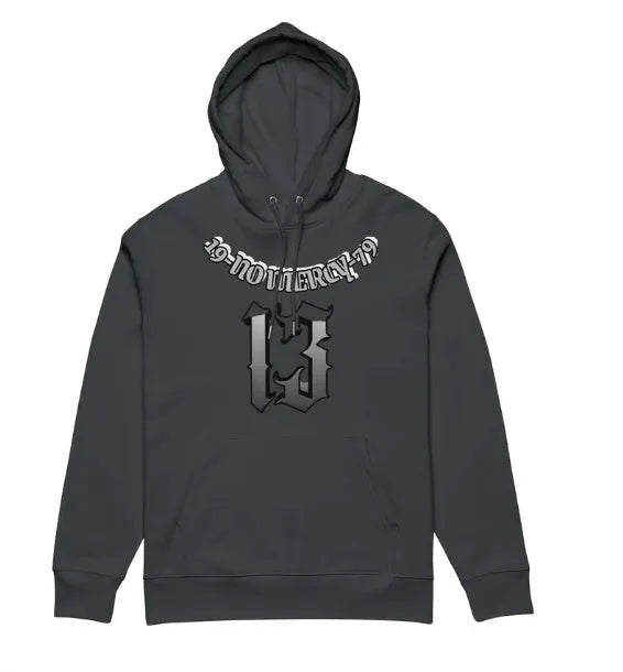 A hooded, fleece-lined pullover sweater in a solid colour, shown on a model.