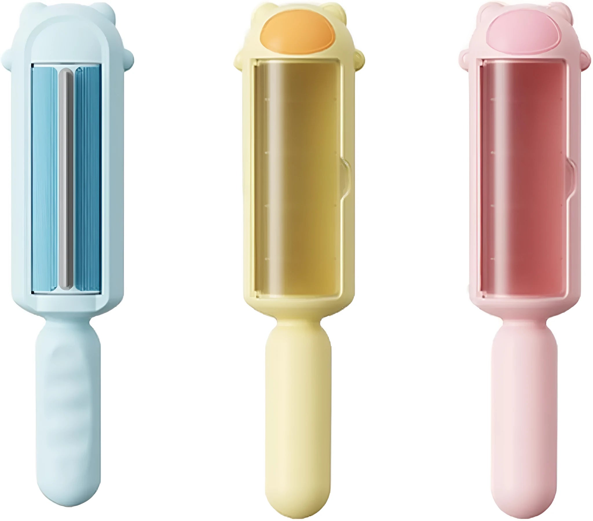 Blue reusable pet hair remover roller with storage container for furniture and car seat cleaning