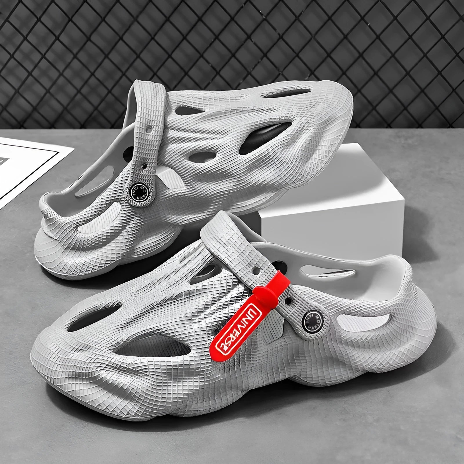Korean-style EVA foam coconut slippers with closed toe design and ventilation holes