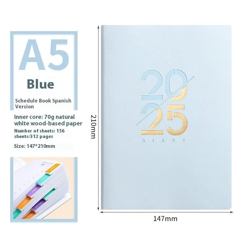 Soft leather A5 daily schedule book with 150 sheets in multiple colour options